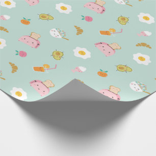 Cute Breakfast on mint Wrapping Paper