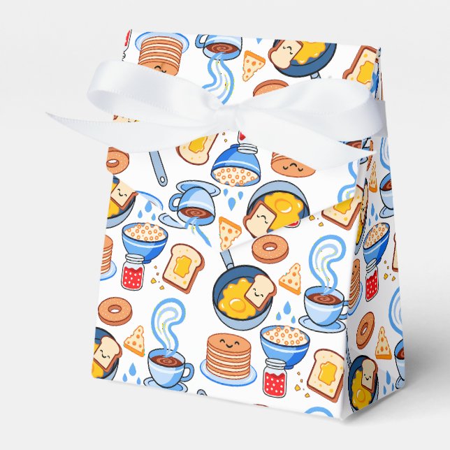 Cute Breakfast Pattern – Kawaii Food Seamless Favour Box (Front Side)