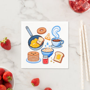 Cute Breakfast Pattern – Kawaii Food Seamless Napkin