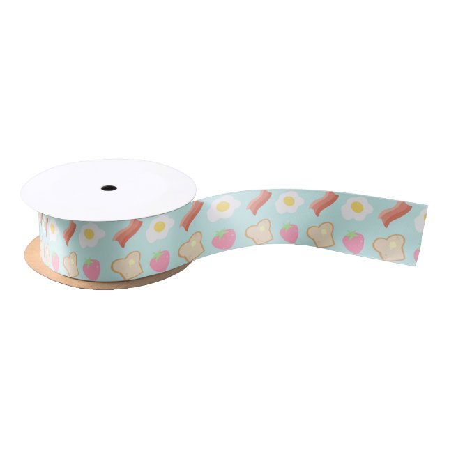 Cute Breakfast Pattern Satin Ribbon (Spool)