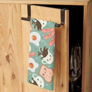 Cute Breakfast Pattern Tea Towel