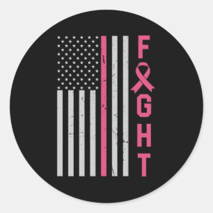 Cute Breast Cancer Awareness Friends Family Fight Classic Round Sticker