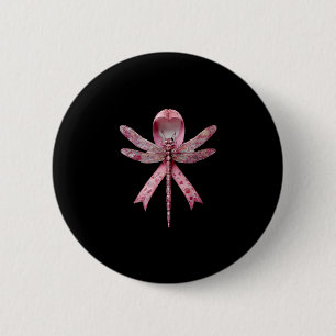 Cute Breast Cancer Heart Dragonflies Awareness Wom 6 Cm Round Badge