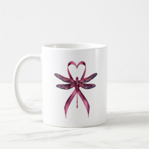 Cute Breast Cancer Heart Dragonflies Awareness Wom Coffee Mug