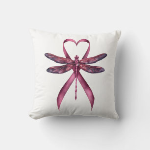 Cute Breast Cancer Heart Dragonflies Awareness Wom Cushion