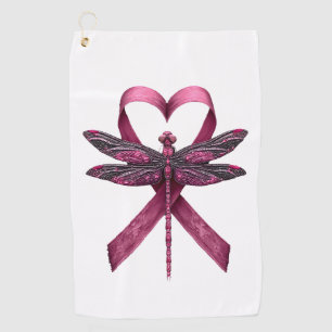 Cute Breast Cancer Heart Dragonflies Awareness Wom Golf Towel