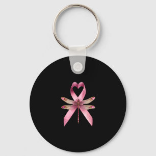 Cute Breast Cancer Heart Dragonflies Awareness Wom Key Ring