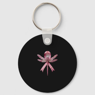 Cute Breast Cancer Heart Dragonflies Awareness Wom Key Ring