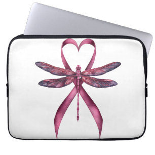 Cute Breast Cancer Heart Dragonflies Awareness Wom Laptop Sleeve