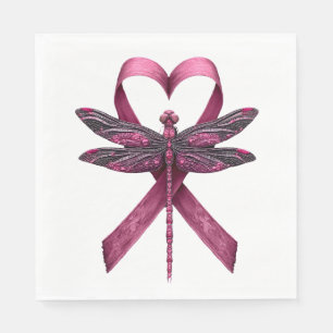 Cute Breast Cancer Heart Dragonflies Awareness Wom Napkin