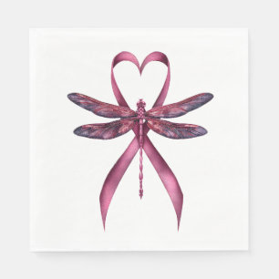 Cute Breast Cancer Heart Dragonflies Awareness Wom Napkin