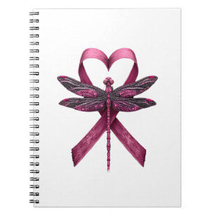 Cute Breast Cancer Heart Dragonflies Awareness Wom Notebook