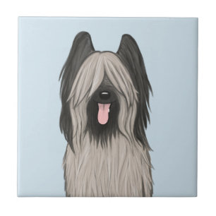 Cute Briard Cartoon Dog Ceramic Tile