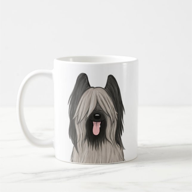 Cute Briard Cartoon Dog Pet Lover's Coffee Mug (Left)