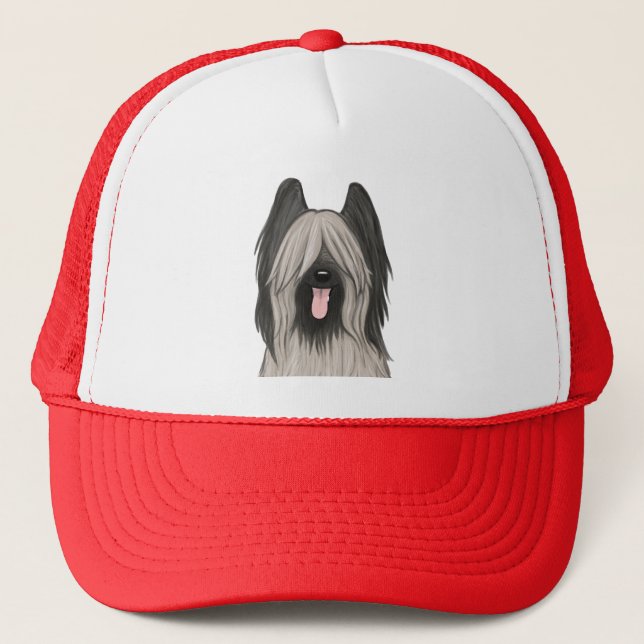 Cute Briard Cartoon Dog Trucker Hat (Front)