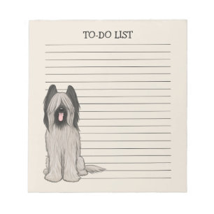 Cute Briard Lined Paper with Custom Text Notepad