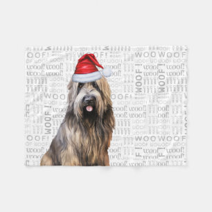 Cute Briard Shepherd Dog Christmas Holiday Fleece Blanket