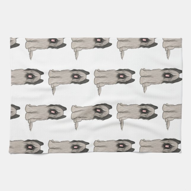 Cute Briards Pattern Tea Towel (Horizontal)