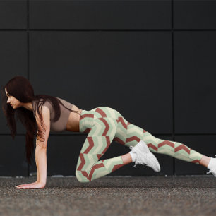 Cute Brick Chevron Workout Green Leggings