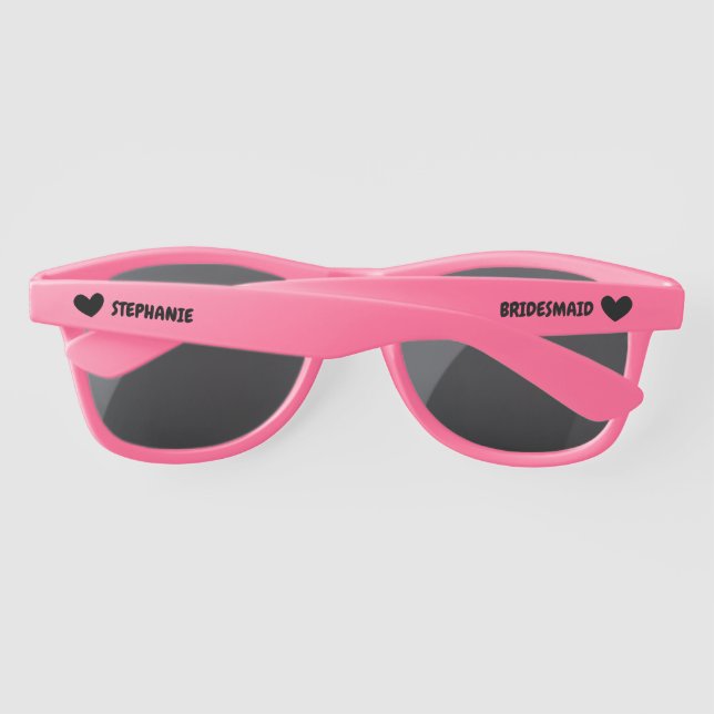 Cute Bridal Party Heart and Name Dark Version Sunglasses (Back)
