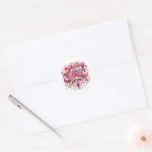 Cute Bridal Shower Balloons flowers  Classic Round Sticker
