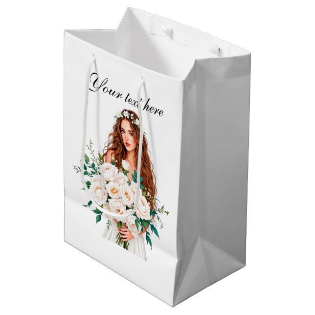 Cute Bridal Shower customisable Medium Gift Bag (Front Angled)