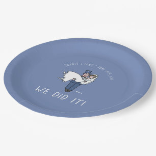 Cute Bride and Groom Cartoon Wedding Reception Paper Plate