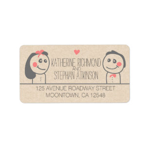 cute bride and groom illustration wedding labels