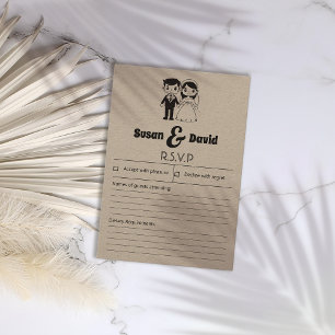 Cute Bride and Groom RSVP Card