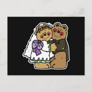 cute bride and groom teddy bear design postcard