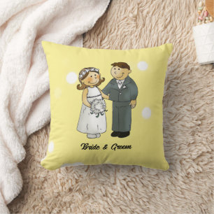 Cute Bride and Groom Wedding Celebration Cushion