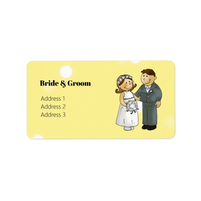 Cute Bride and Groom Wedding Celebration Label (Front)