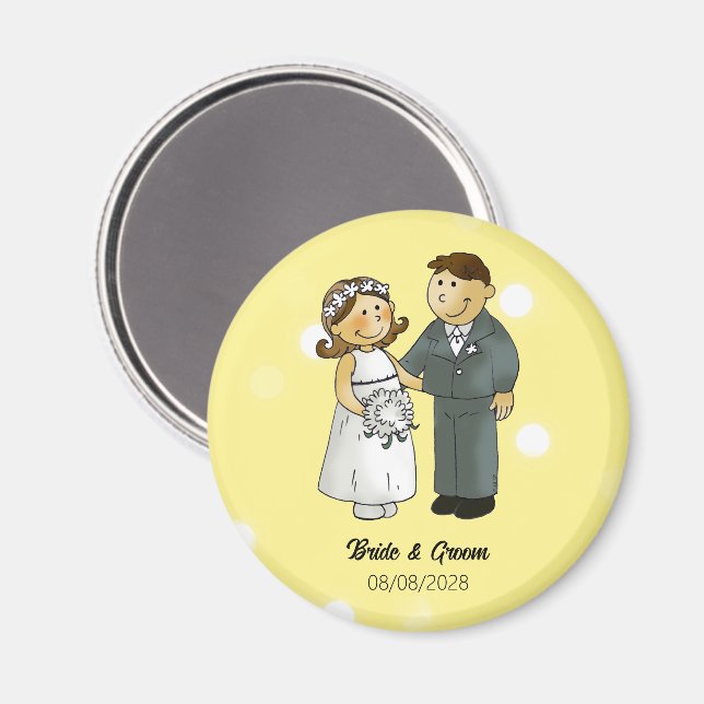 Cute Bride and Groom Wedding Celebration Magnet (Front/Back)