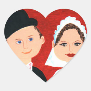 Cute Bride and Groom Wedding Heart Stickers
