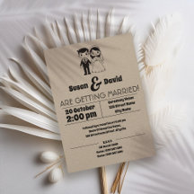 Cute Bride and Groom Wedding Invitation