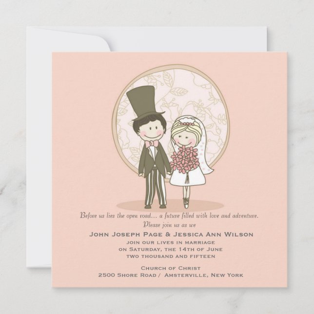 Cute Bride and Groom Wedding Invitation (Front)