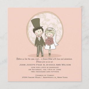 Cute Bride and Groom Wedding Invitation
