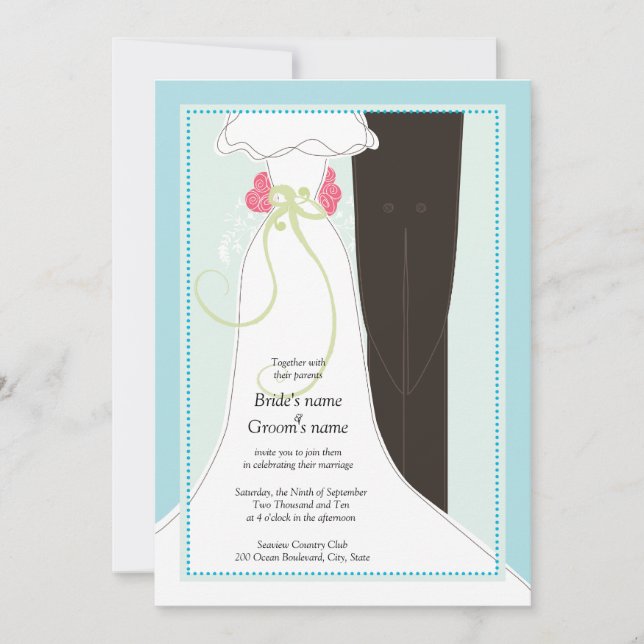 Cute Bride and Groom Wedding Invitations (Front)