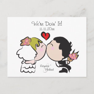 Cute Bride and Groom Wedding Postcards