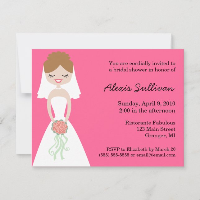 Cute Bride Bridal Shower Invitations (Front)