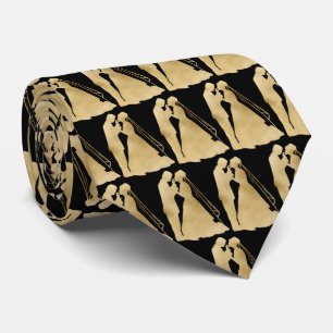 cute Bride Groom black gold wedding  Tie