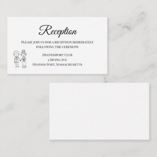 Cute Bride Groom Black White Wedding Reception Enclosure Card