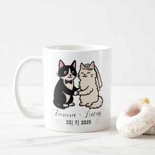 Cute Bride & Groom cats personalised name wedding  Coffee Mug
