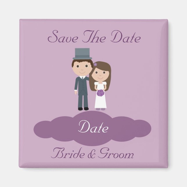 Cute Bride & Groom Save the date magnet (Front)