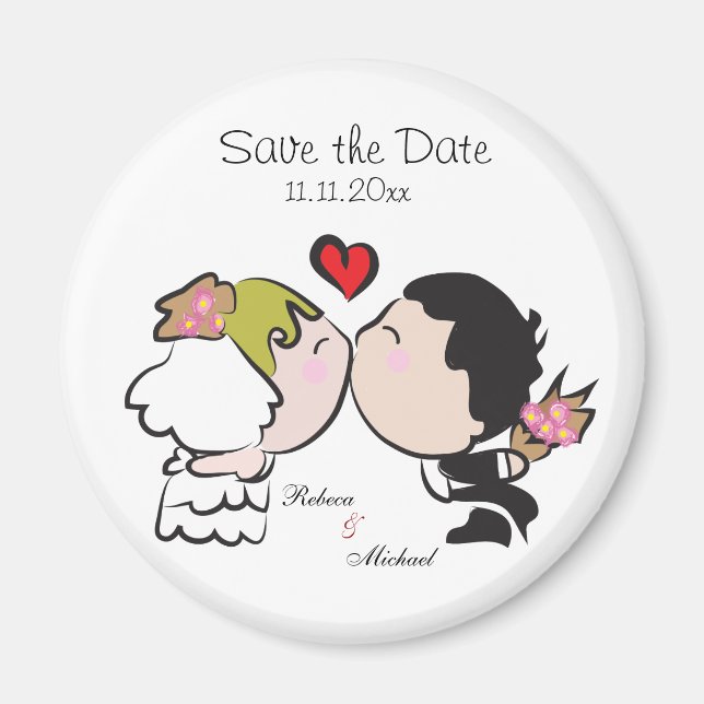 Cute Bride & Groom Save the Date Magnets (Front)