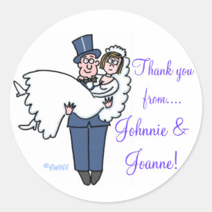 Cute Bride & Groom Thank You Stickers
