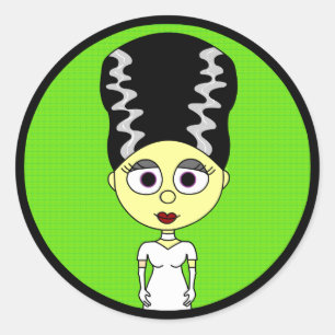 Cute Bride of Frankenstein Classic Round Sticker