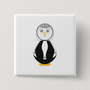 Cute Bride Penguin 15 Cm Square Badge