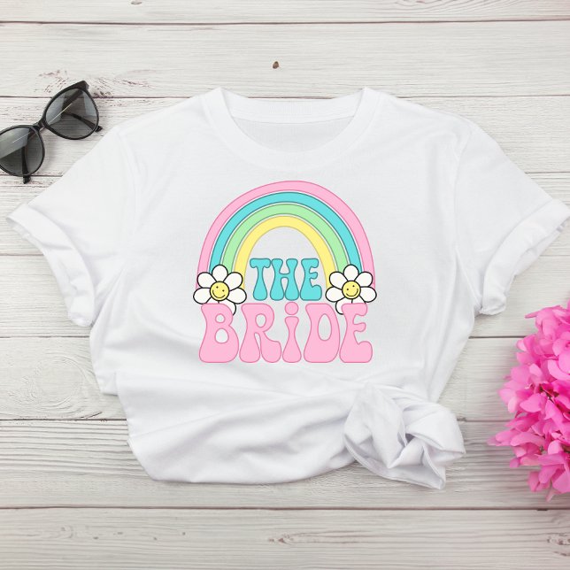 Cute Bride Retro Hippie Bachelorette Party T-Shirt (Celebrate the bride-to-be in fun and style at her bachelorette party)