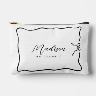 Cute Bridesmaid Coquette Style Script Ribbon  Accessory Pouch